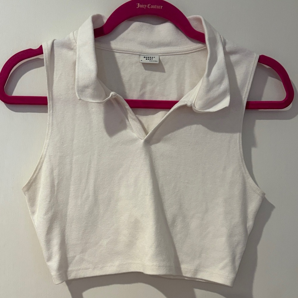 Sunday Best Cream Collared Crop Top